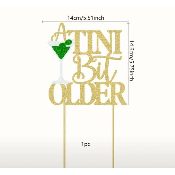 Birthday Cake A ‘tini Bit Older Gold Cake Topper Martini 🍸 30th Birthday - Picture 2 of 4